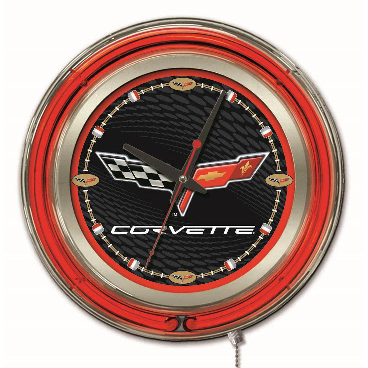 15 inch Corvette - C6 Neon Clock: Black/Red