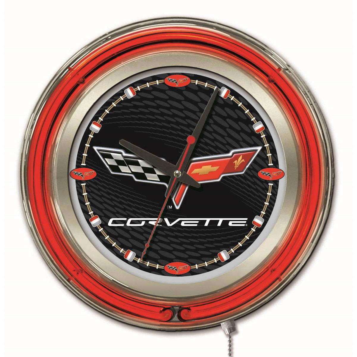 15 inch Corvette - C6 Neon Clock: Black/Silver
