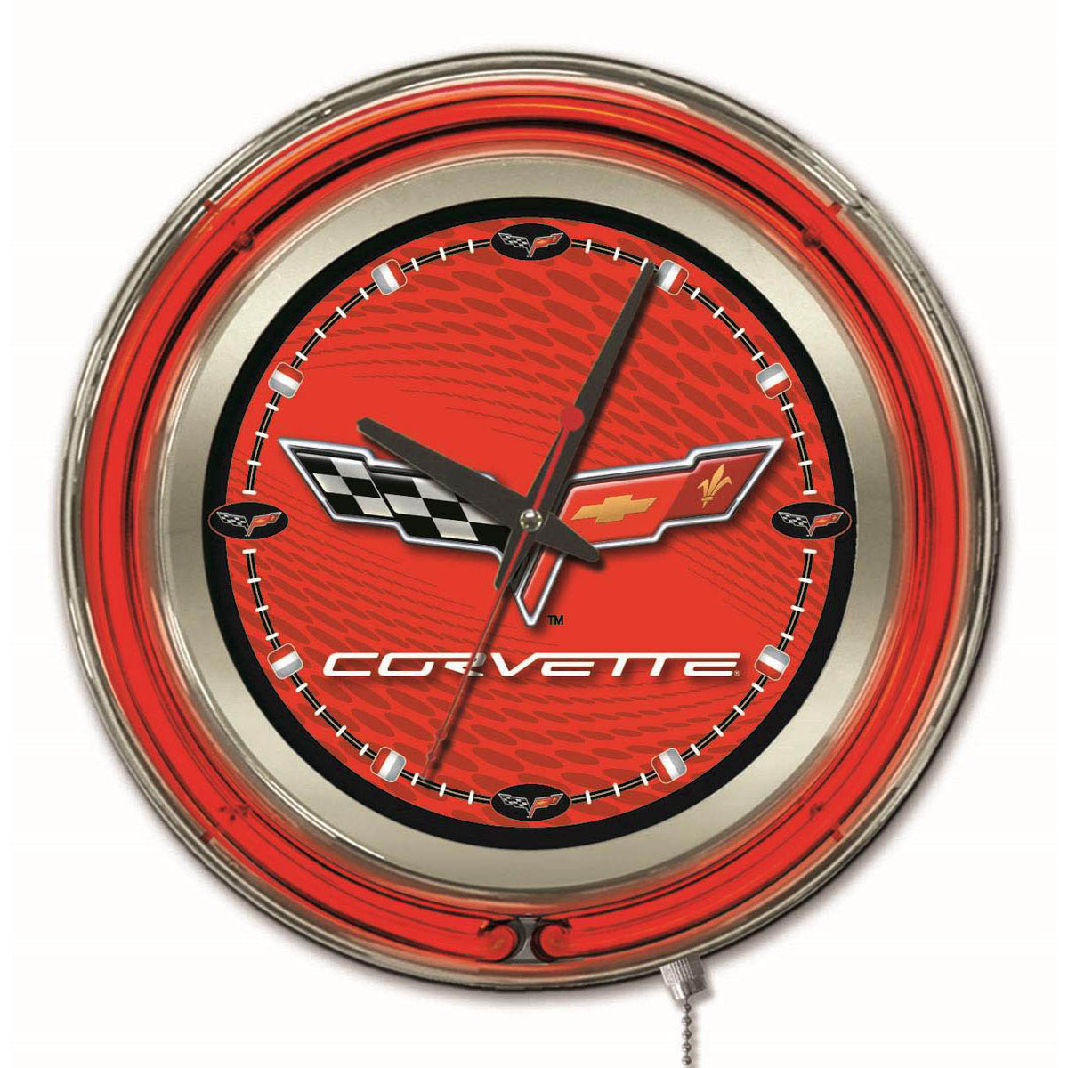 15 inch Corvette - C6 Neon Clock: Red/Black