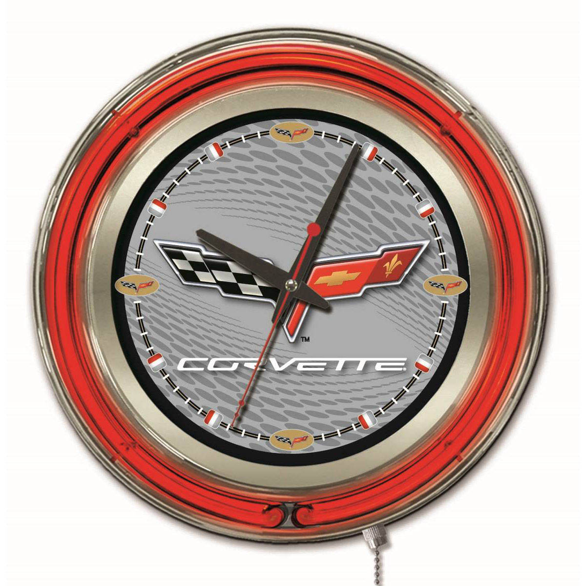 15 inch Corvette - C6 Neon Clock: Silver/Black