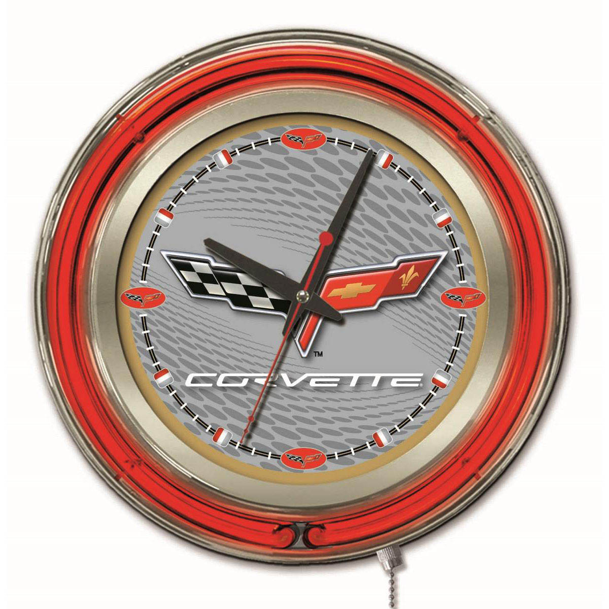 15 inch Corvette - C6 Neon Clock: Silver/Gold