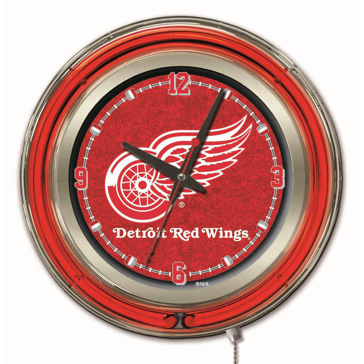 inch Detroit Red Wings Neon Clock