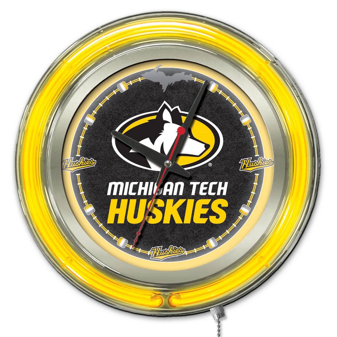inch Michigan Tech Neon Clock