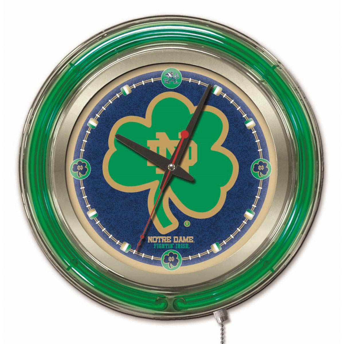 inch Notre Dame Shamrock Neon Clock