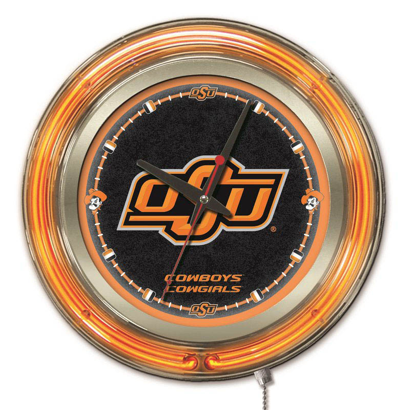 inch Oklahoma State Neon Clock