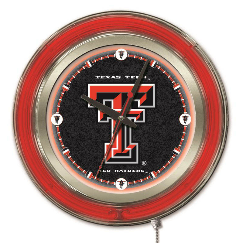 inch Texas Tech Neon Clock