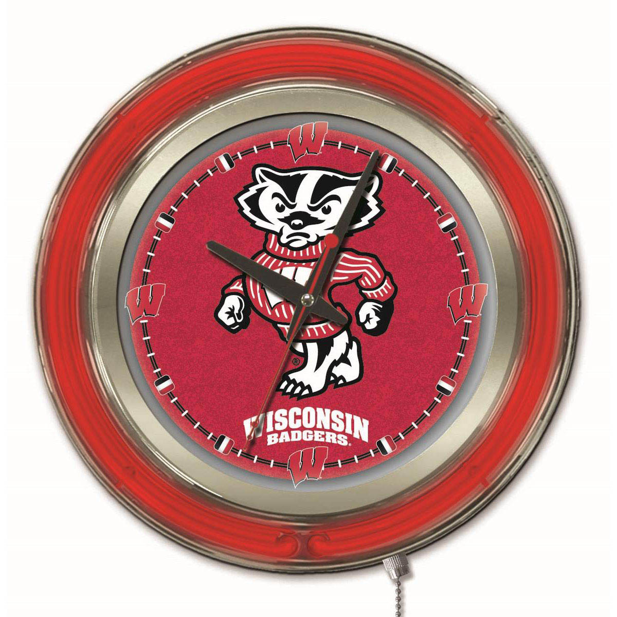 inch Wisconsin Badger Neon Clock