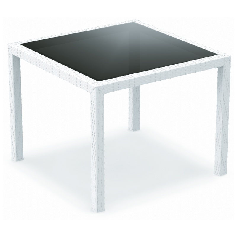 Miami 37 inch Wickerlook Square Dining Table - CMPISP870 - Home Miami woven-wicker-looking square patio dining tab sku CMPISP870