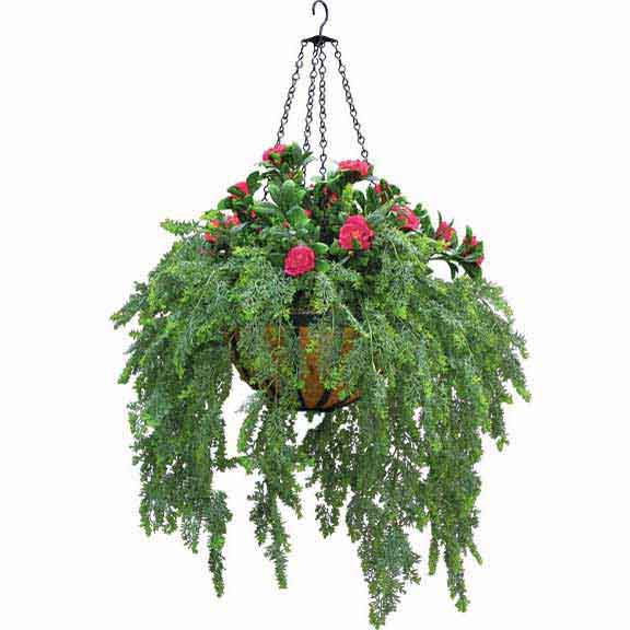 Artificial Outdoor Azalea/asparagus Fern Hanging Basket