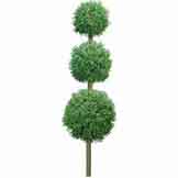 8 foot Outdoor Artificial Triple Boxwood Ball Topiary w/ Natural Trunk
