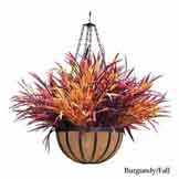 Outdoor Artificial Ribbon Grass in Decorative Hanging Basket with Chain