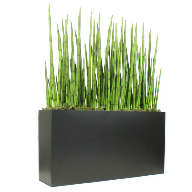4H x 3.25L foot Artificial Snake Grasses in Metal Planter