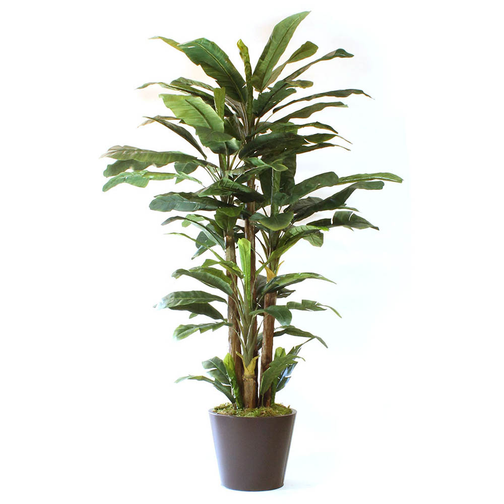 8 Foot Lush Artificial Banana Tree In Metal Planter