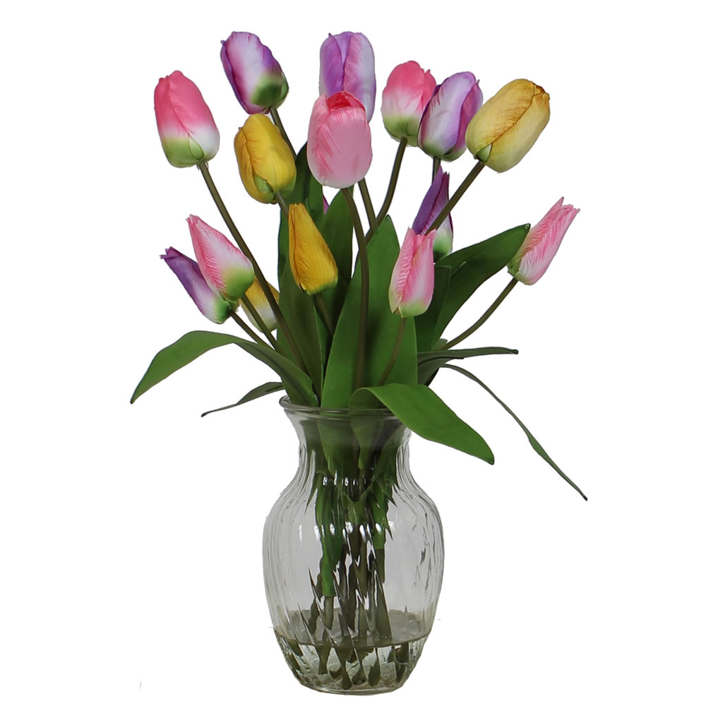 20 inch Tulips in Glass Vase F12135