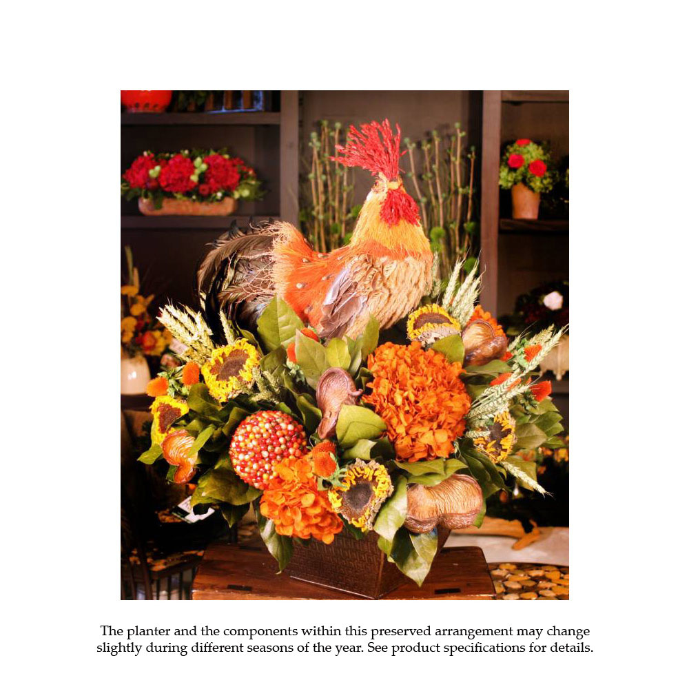 Golden Rooster Preserved Floral Arrangement