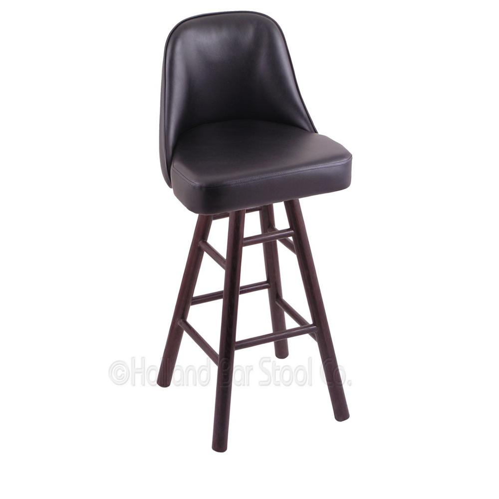 36 Inch Oak Swivel Bar Stool With Grizzly Seat