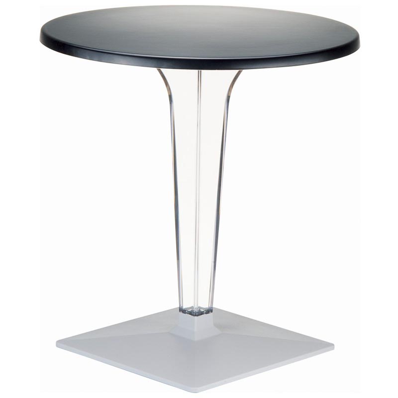 Ice Werzalit 24 Inch Top Round Dining Table With Transparent Base