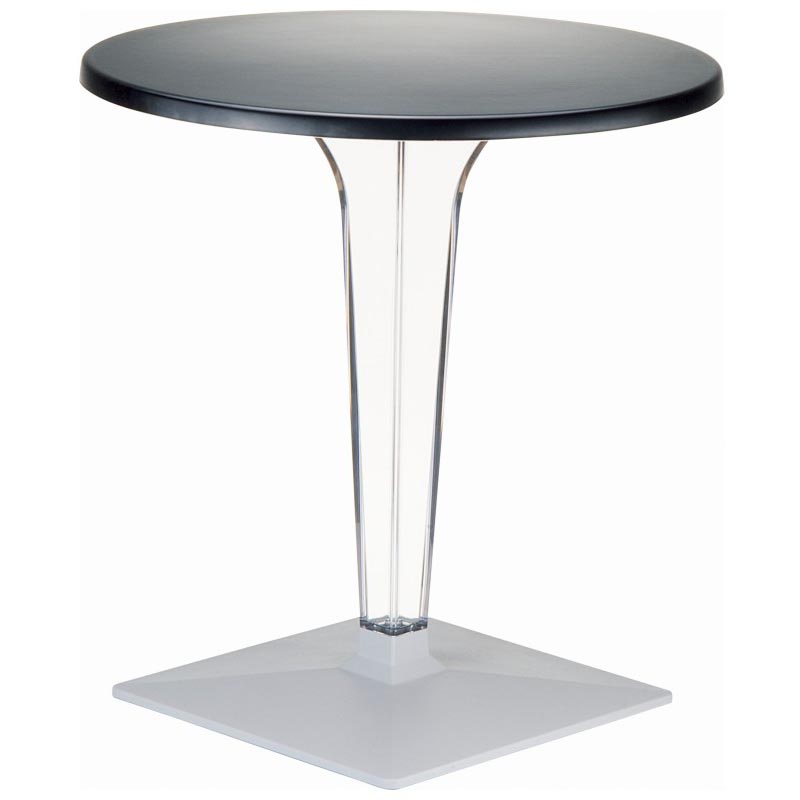 Ice Werzalit 24 inch Top Round Dining Table with Transparent Base