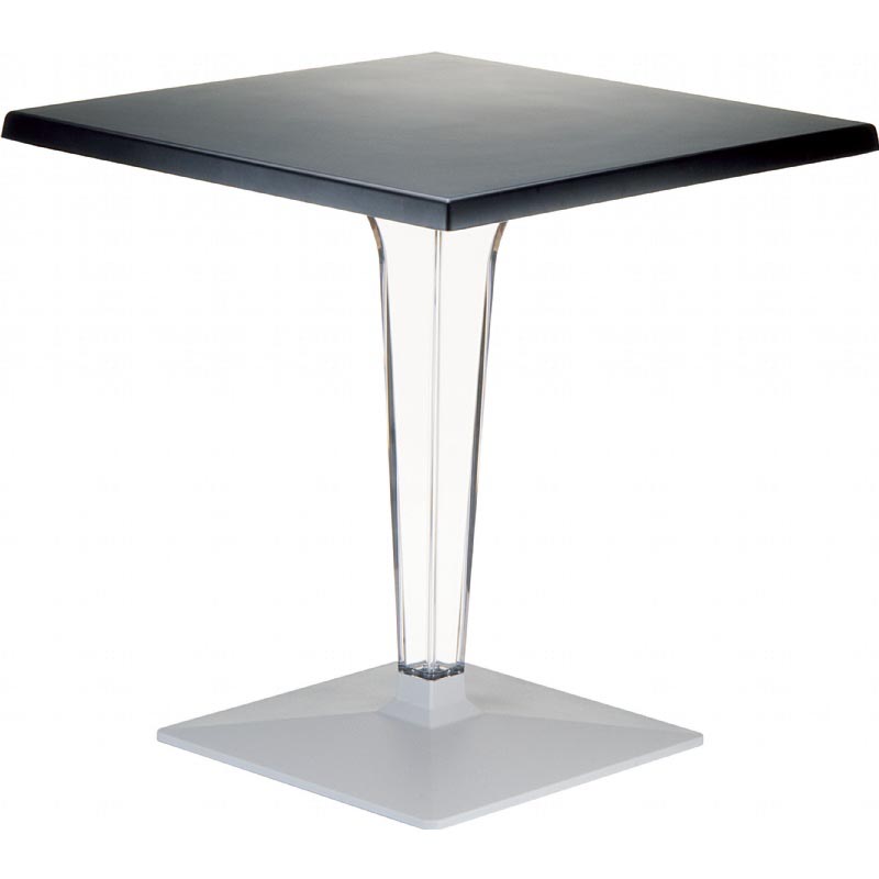 Ice Werzalit 24 inch Square Dining Table with Transparent Base