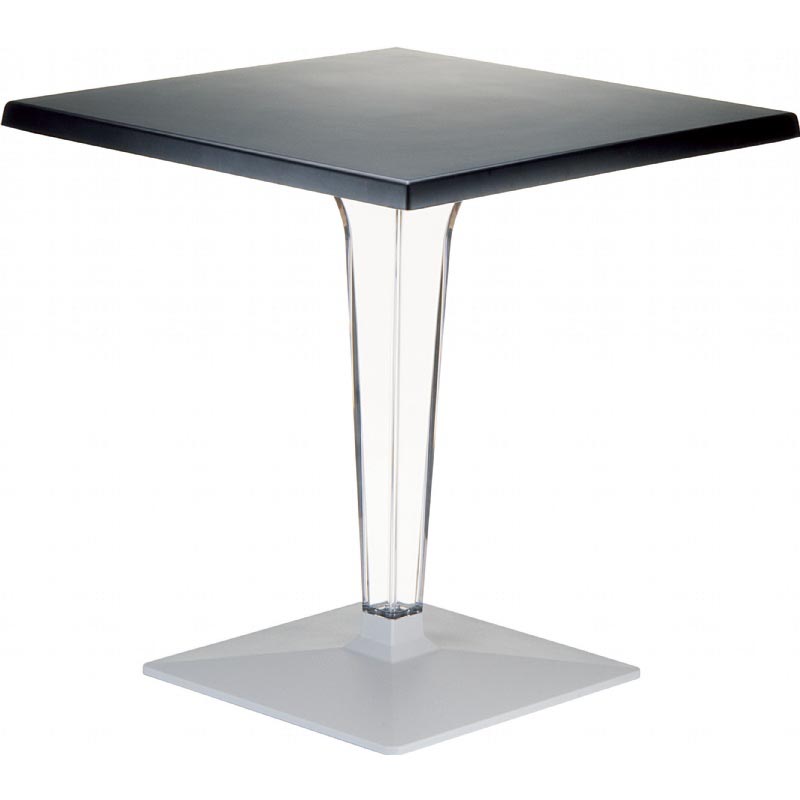 Ice Werzalit 24 Inch Square Dining Table With Transparent Base