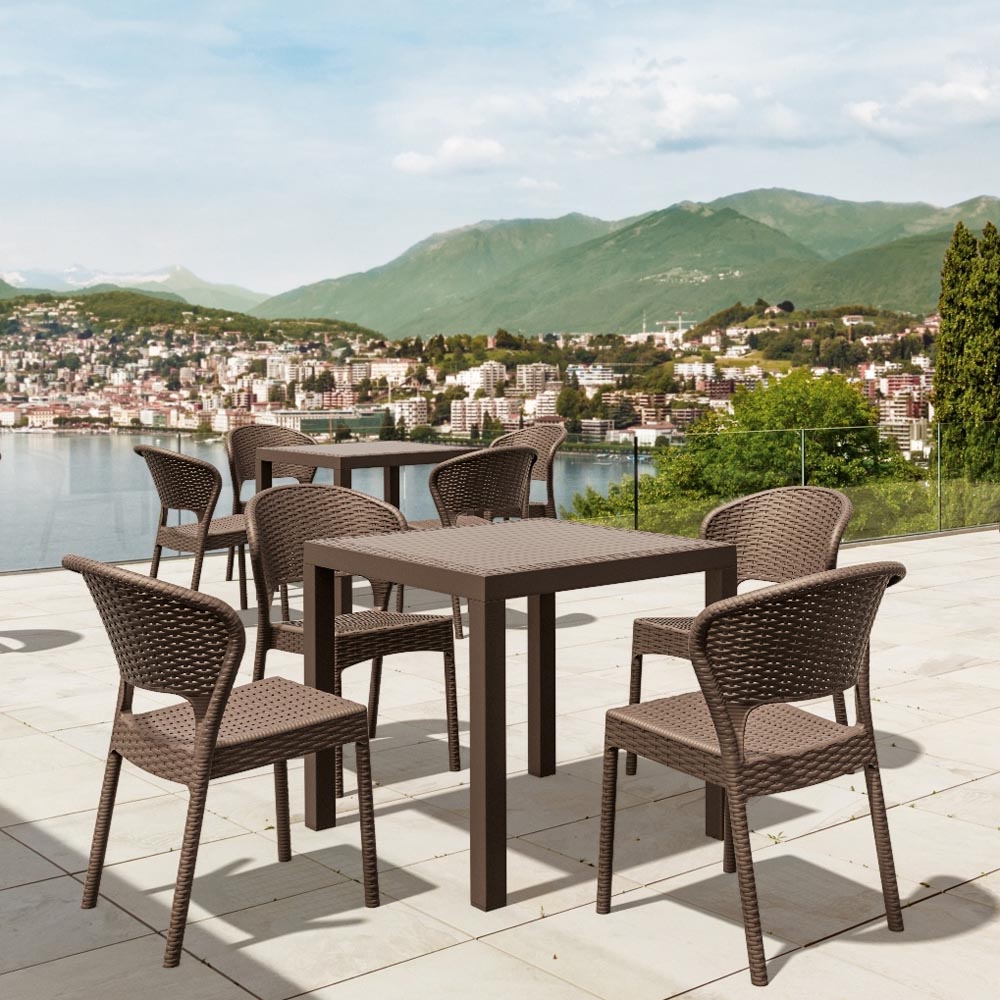 Daytona Wickerlook Square Dining 5 Piece Set with Side Chairs