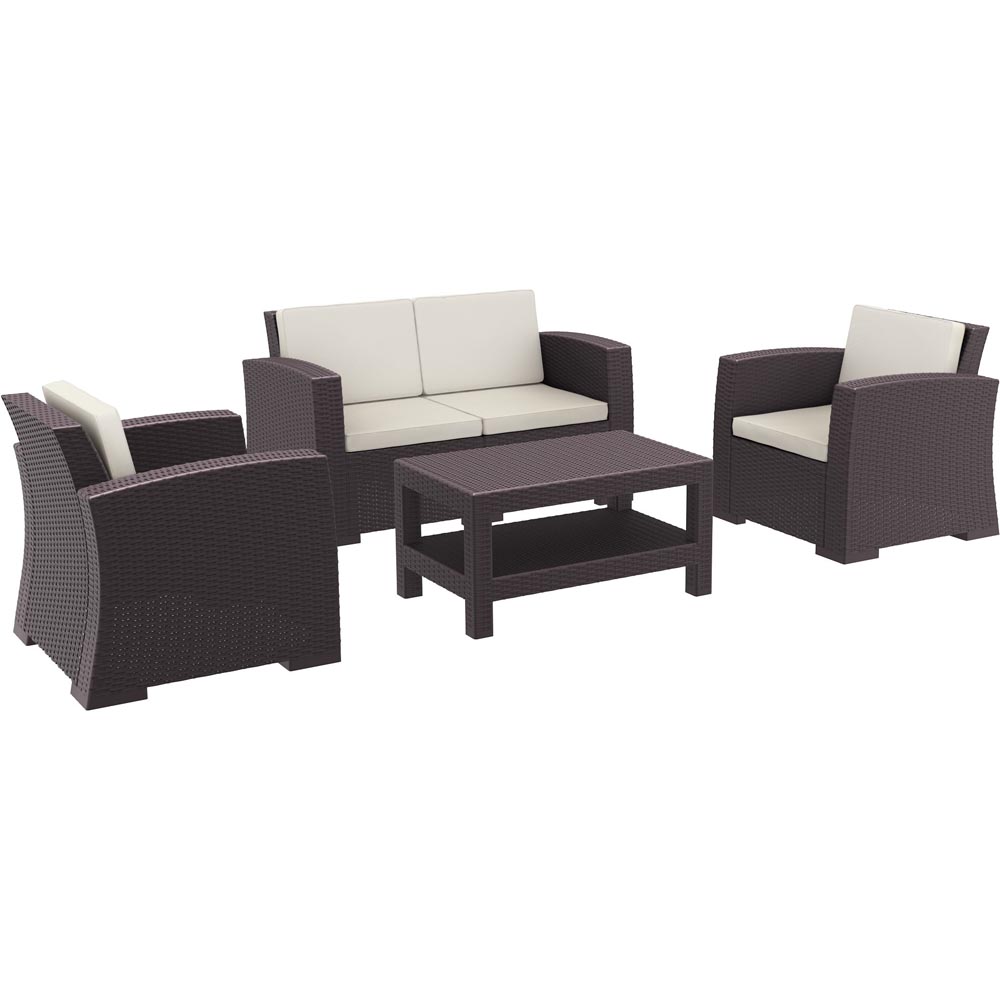 Monaco Resin 4 Person 4 Piece Patio Seating Set with Cushion