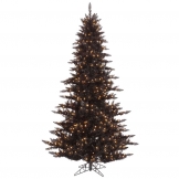 9 foot Slim Black Fir Tree: Clear LEDs