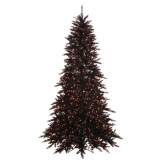 7.5 foot Slim Black Fir Tree: Orange LEDs
