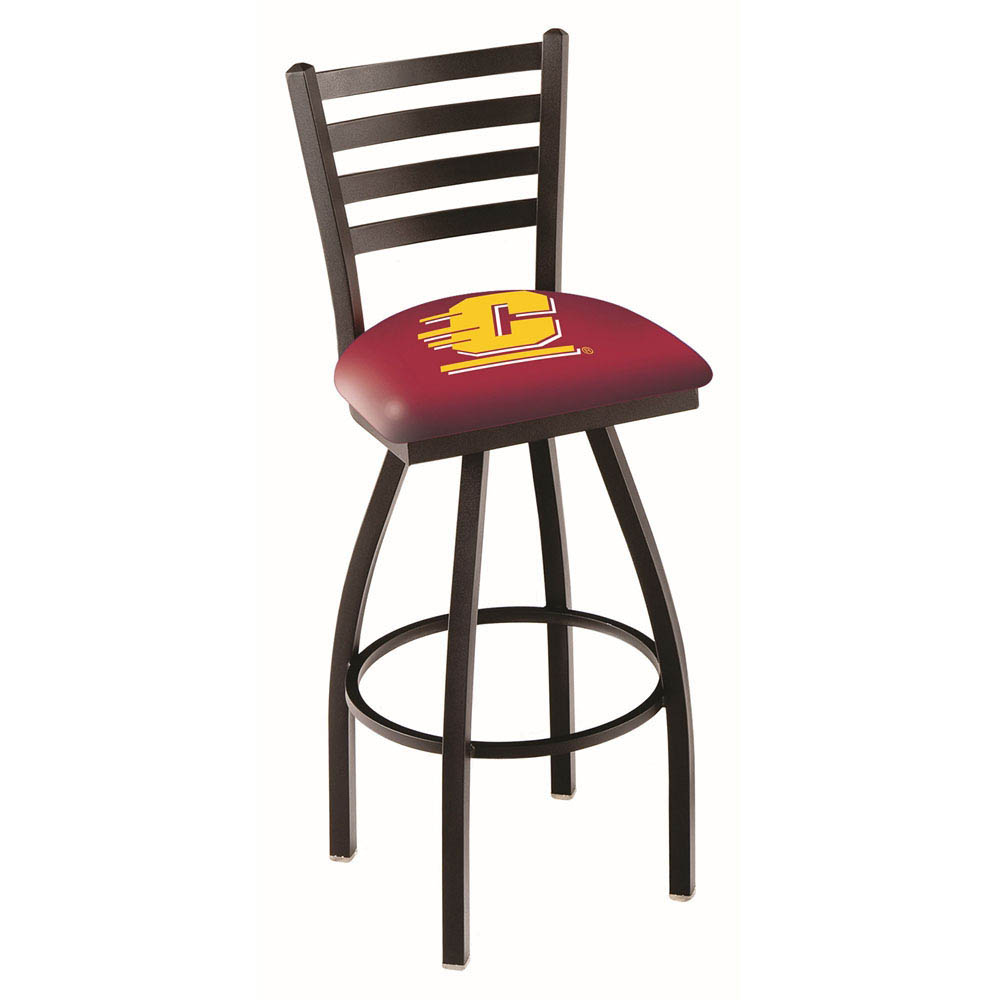 inch Black Central Michigan Ladder Back Swivel Bar Stool