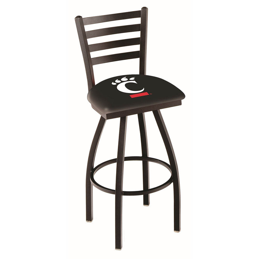 inch Black Cincinnati Ladder Back Swivel Bar Stool