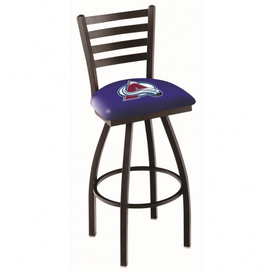 30 inch Black Colorado Avalanche Ladder Back Swivel Counter Stool