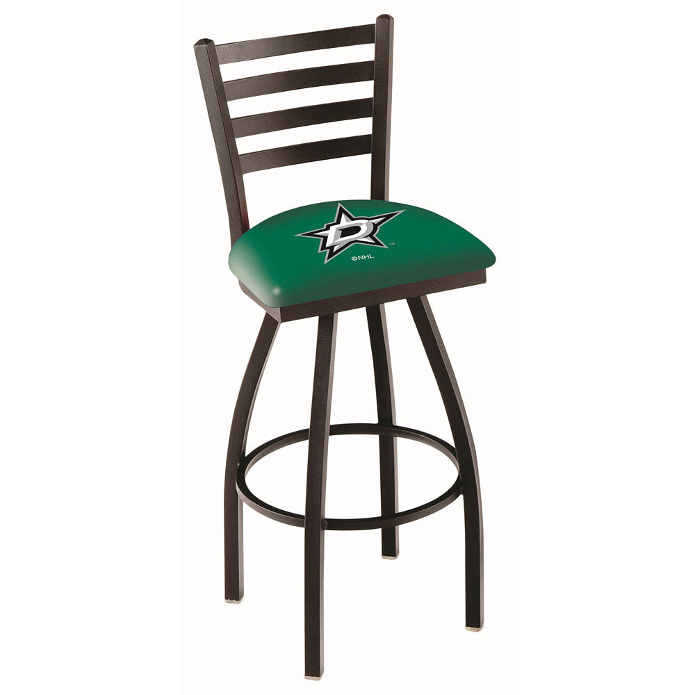 inch Black Dallas Stars Ladder Back Swivel Bar Stool