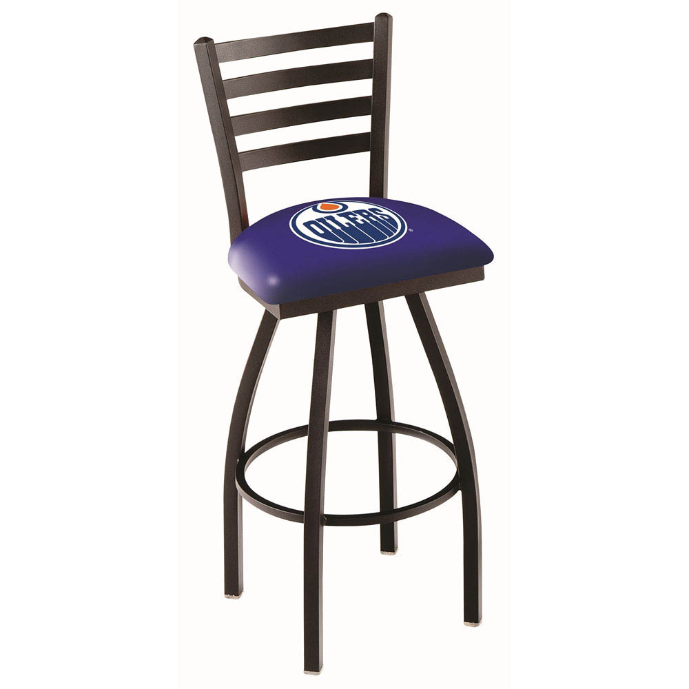 inch Black Edmonton Oilers Ladder Back Swivel Bar Stool