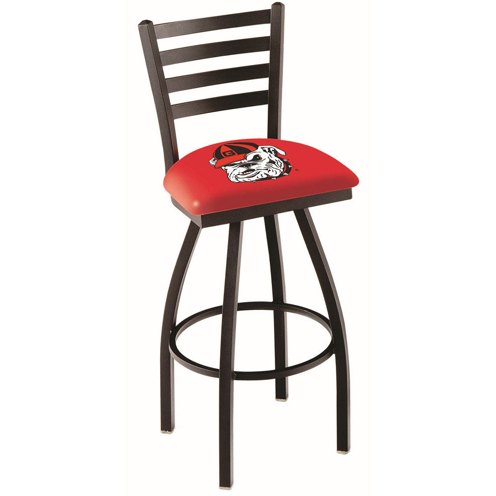 inch Black Georgia Bulldog Ladder Back Swivel Bar Stool