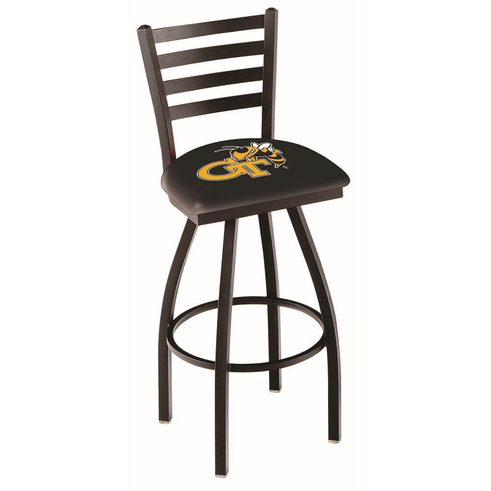 inch Black Georgia Tech Ladder Back Swivel Bar Stool