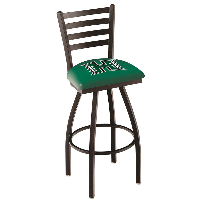 inch Black Hawaii Ladder Back Swivel Bar Stool