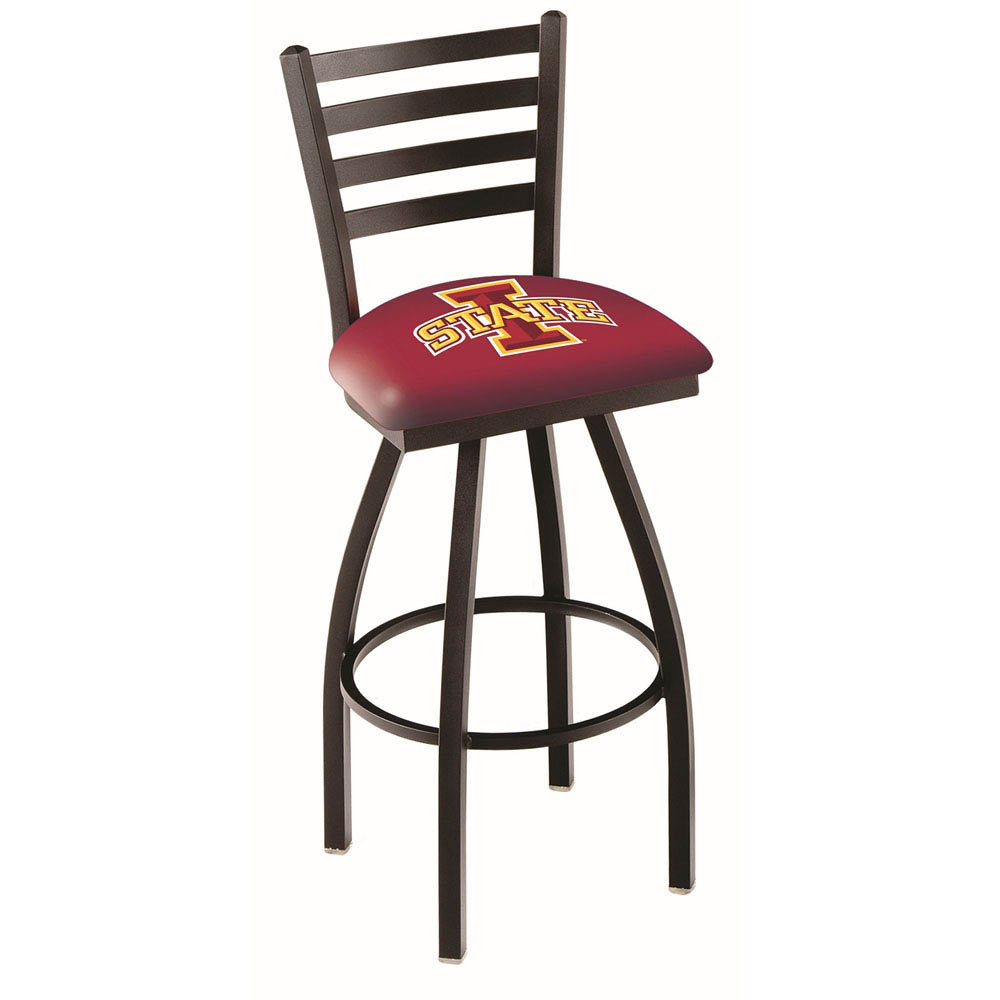 inch Black Iowa State Ladder Back Swivel Bar Stool