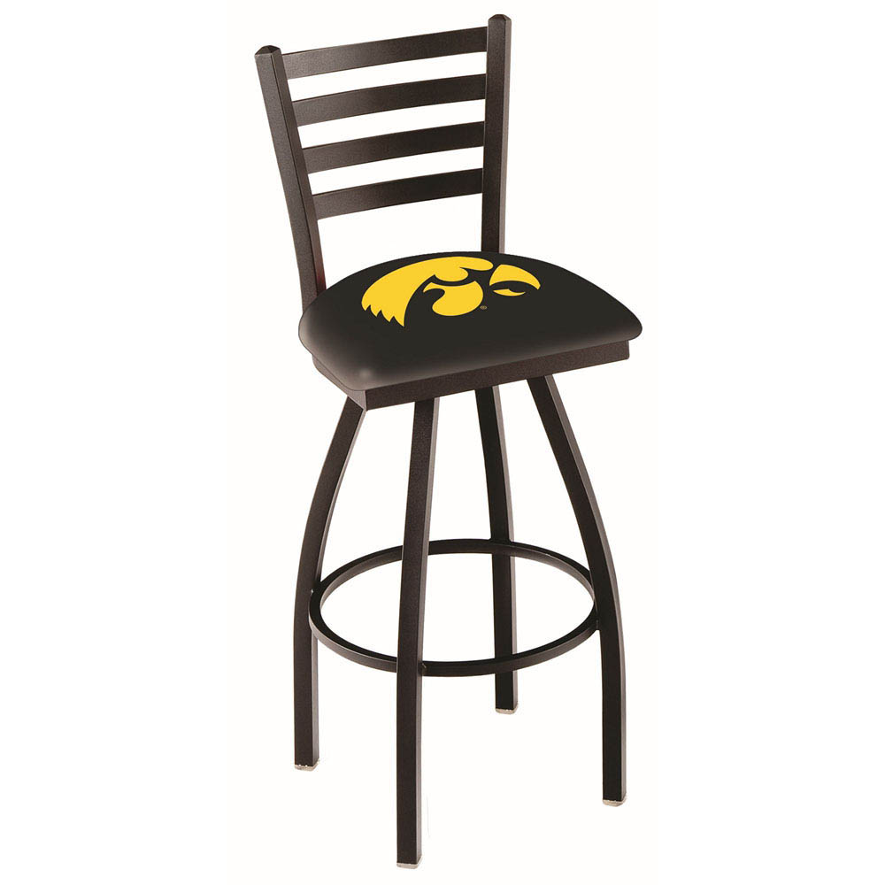 inch Black Iowa Ladder Back Swivel Bar Stool