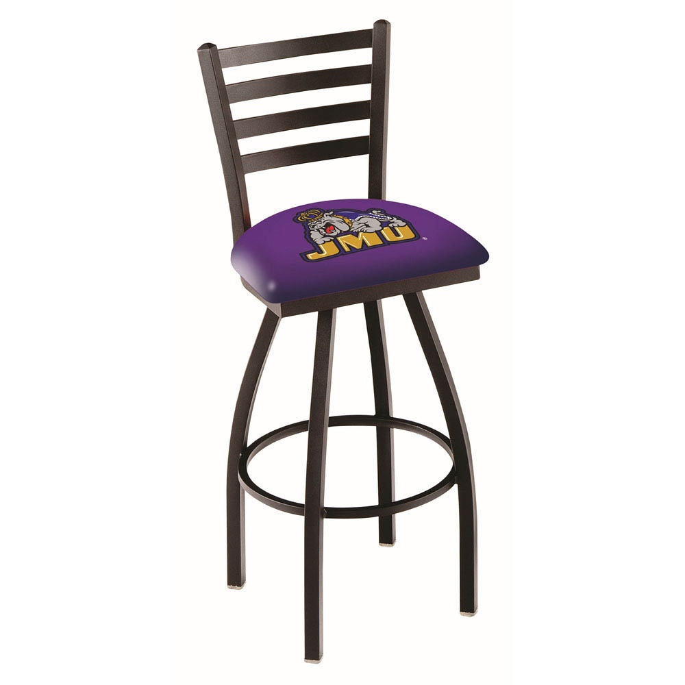 inch Black James Madison Ladder Back Swivel Bar Stool
