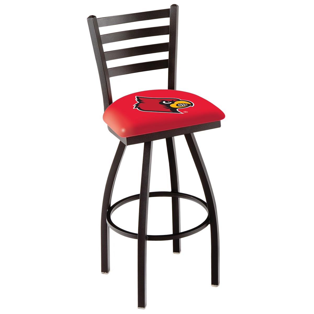 inch Black Louisville Ladder Back Swivel Bar Stool