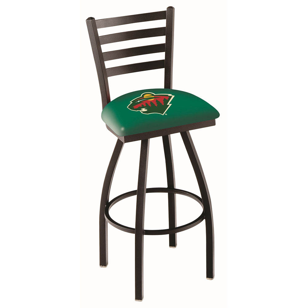 inch Black Minnesota Wild Ladder Back Swivel Bar Stool