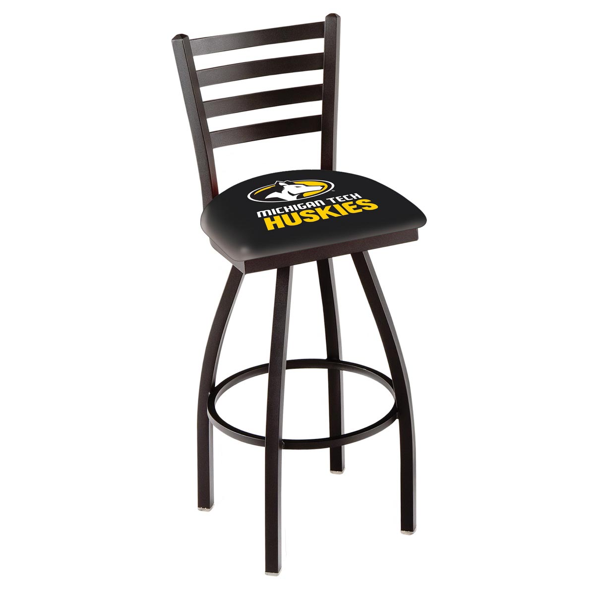 inch Black Michigan Tech Ladder Back Swivel Bar Stool