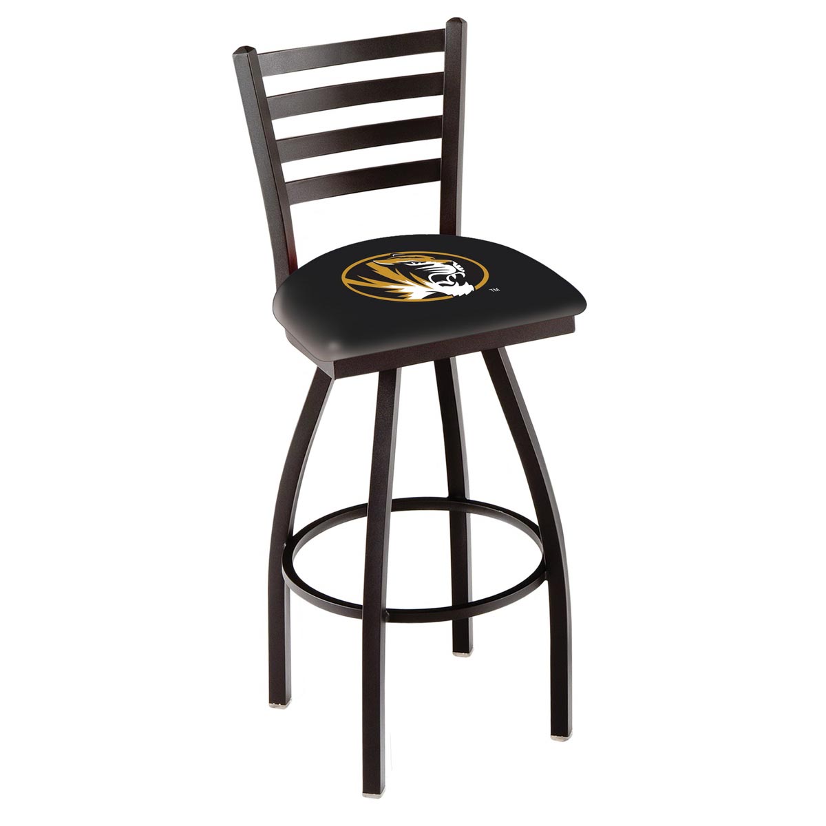 inch Black Missouri Ladder Back Swivel Bar Stool