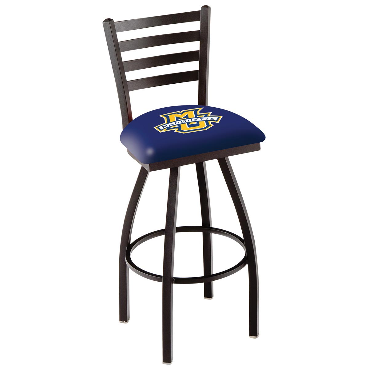 inch Black Marquette Ladder Back Swivel Bar Stool