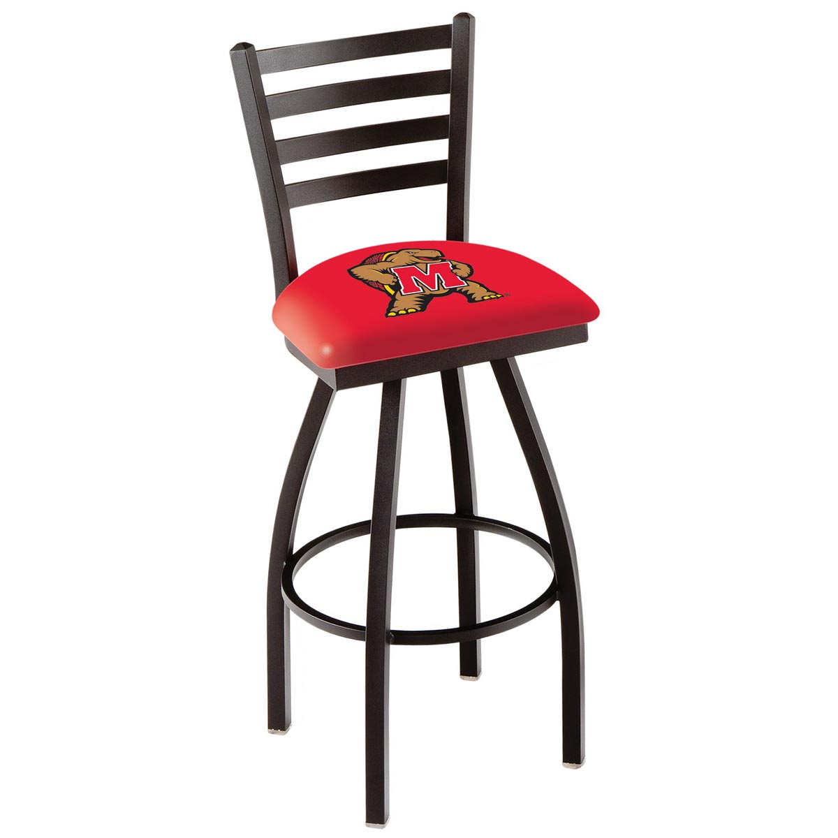 inch Black Maryland Ladder Back Swivel Bar Stool