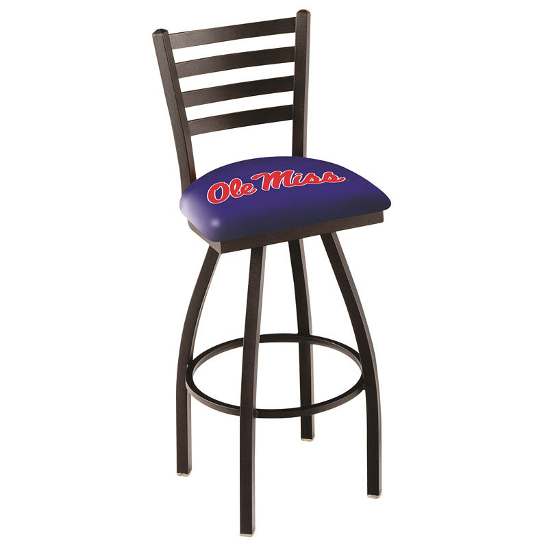 inch Black Ole Miss Ladder Back Swivel Bar Stool