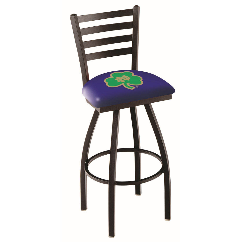 inch Black Notre Dame Shamrock Ladder Back Swivel Bar Stool