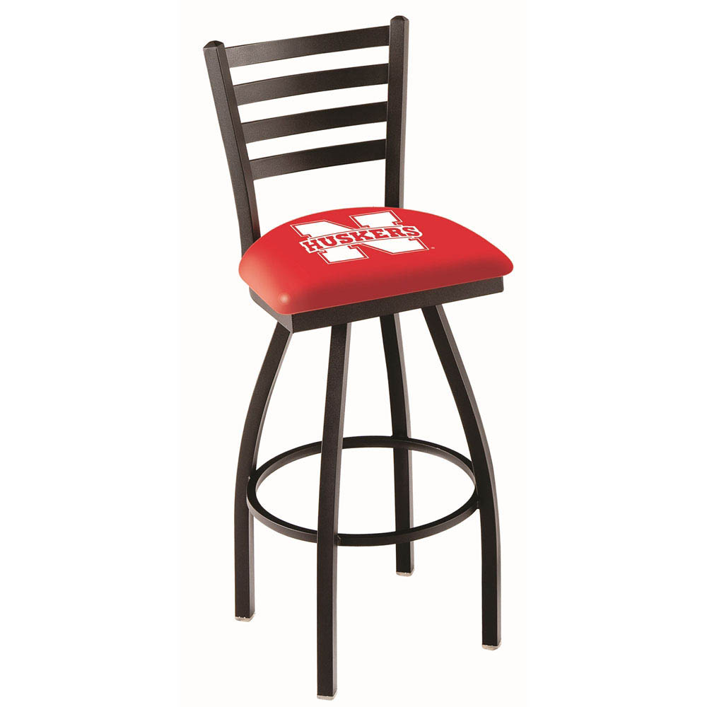 inch Black Nebraska Ladder Back Swivel Bar Stool