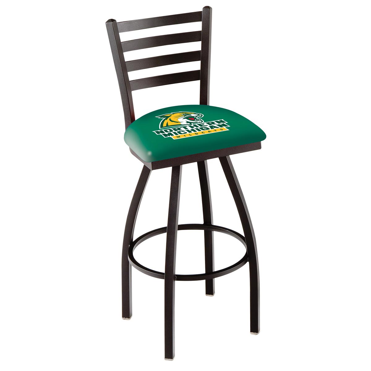 inch Black Northern Michigan Ladder Back Swivel Bar Stool