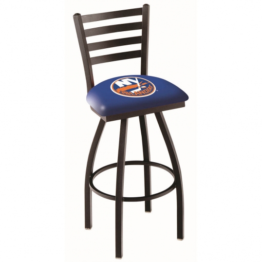 30 inch Black New York Islanders Ladder Back Swivel Counter Stool